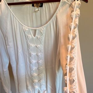 VENUS White Ruffled Embellished Blouse